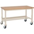 Global Equipment Mobile Production Workbench w/ Shop Top Safety Edge, 60"W x 30"D, Tan 249145TN